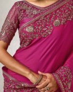Women Saree with Embellished Border - Image 3