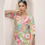 Multi Printed Silk Blend Straight Kurta