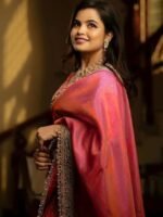 Women's Tissue Embellished Lace Work Saree with Unstitched Blouse Piece - Image 4