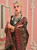 Womens Silk Blend Black Woven Design Saree with Unstitched Blouse