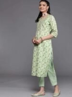 Green Yoke Design Cotton Silk Kurta - Image 4